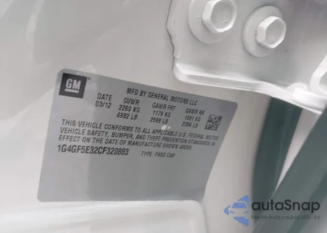 2012 Buick Lacrosse Premium 2 Group из США, поврежденный, VIN 1G4GF5E32CF320883